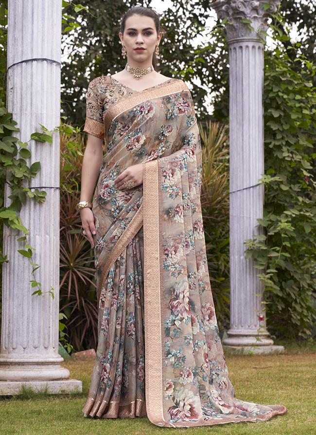 Georgette Multi Color Casual Wear Printed Saree